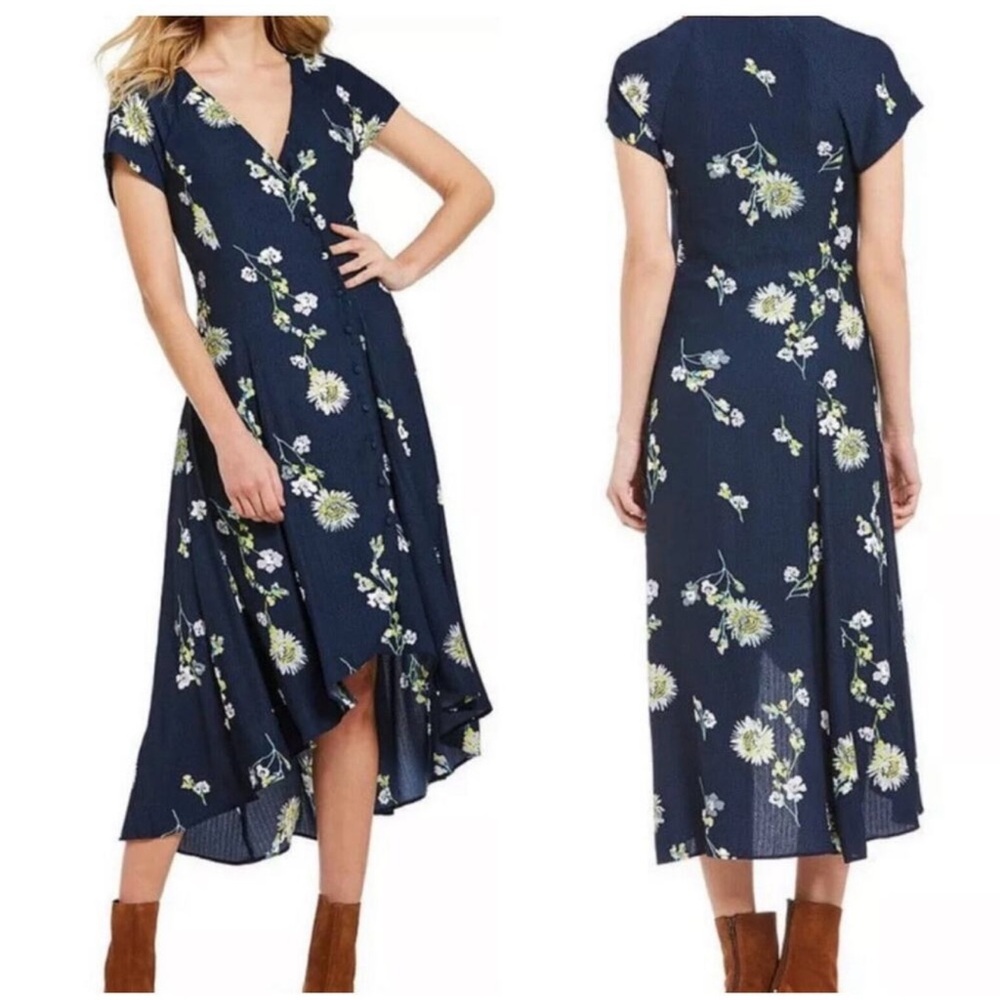 Free People - Floral V-Neck Navy Dress - NWOT